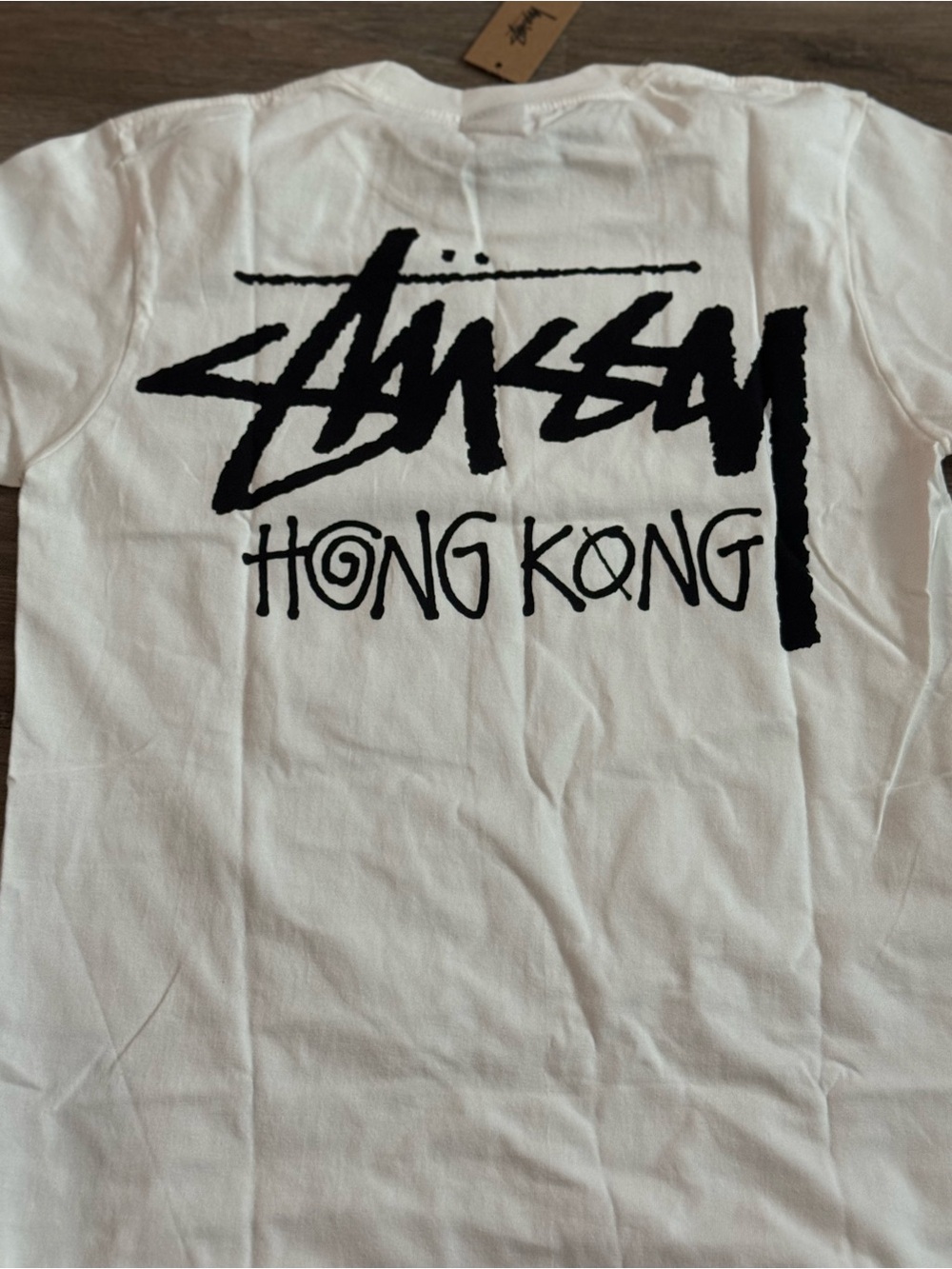 Stussy Kids White Tee with Black Hong Kong Logo